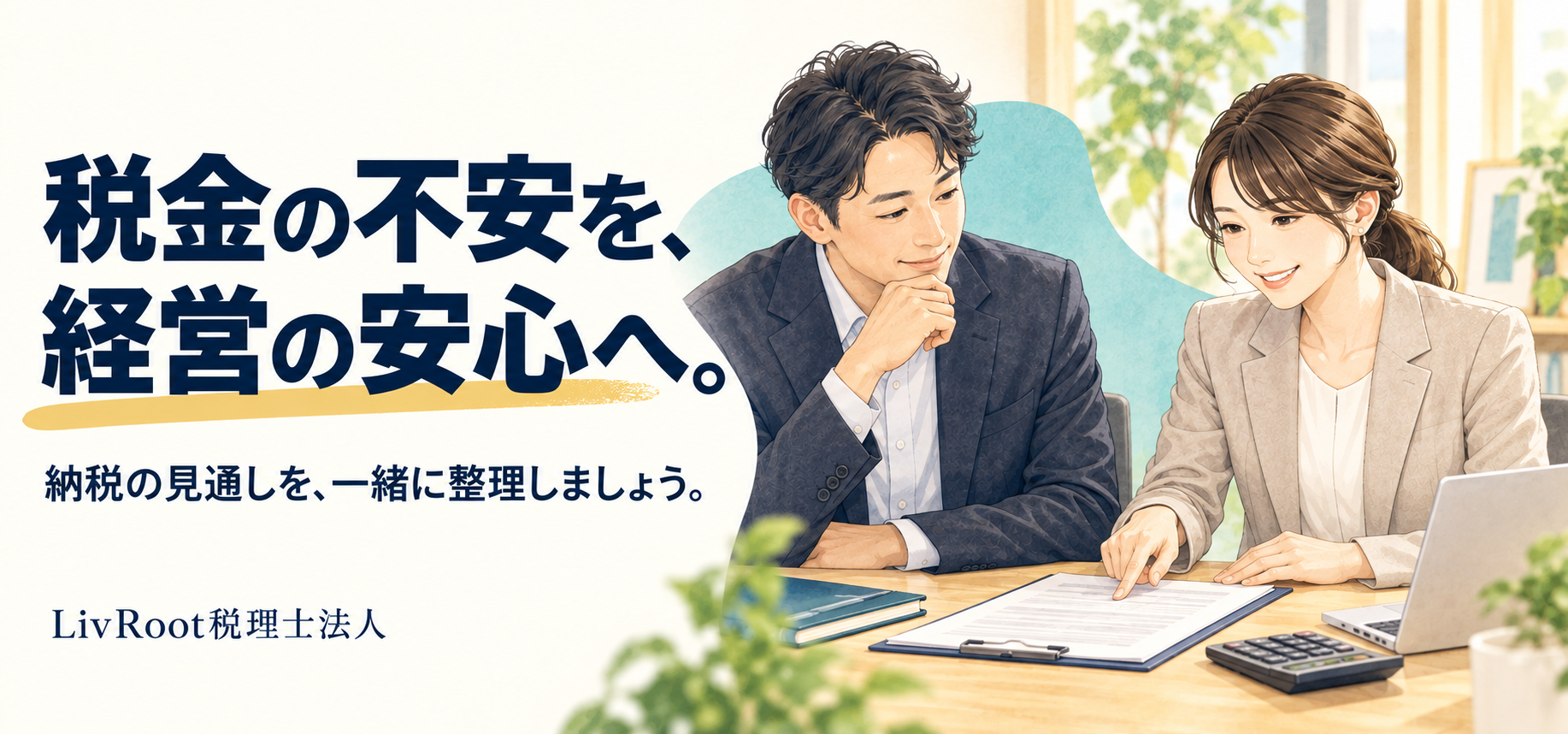 税金や納税の見通しについて税理士に相談する経営者
