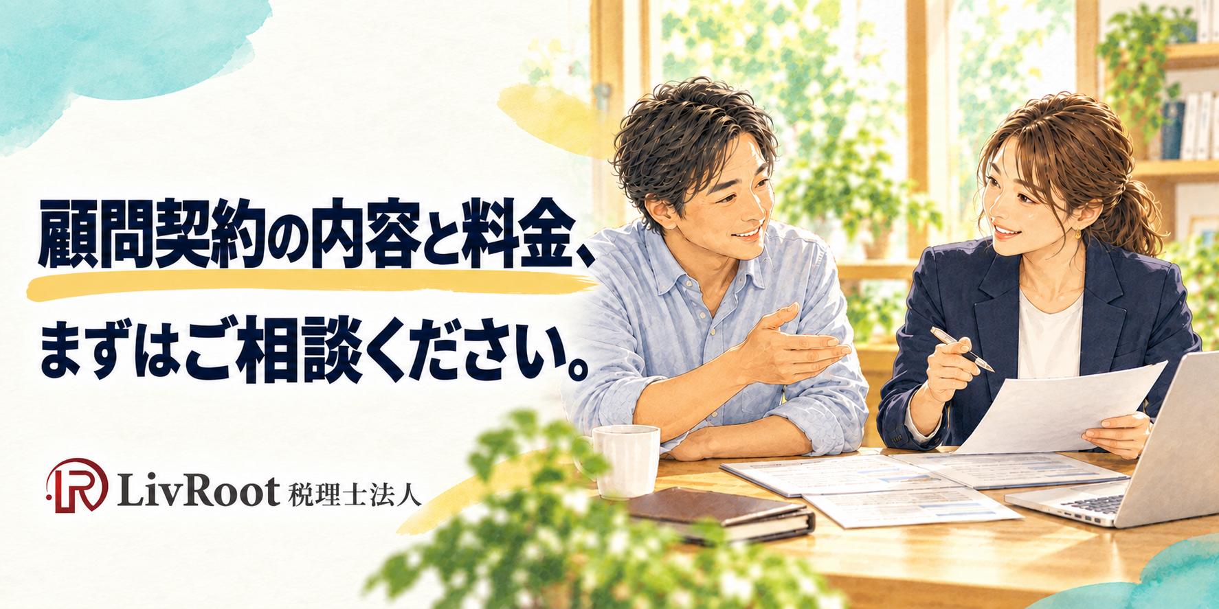 顧問契約の内容と料金を相談する経営者と税理士