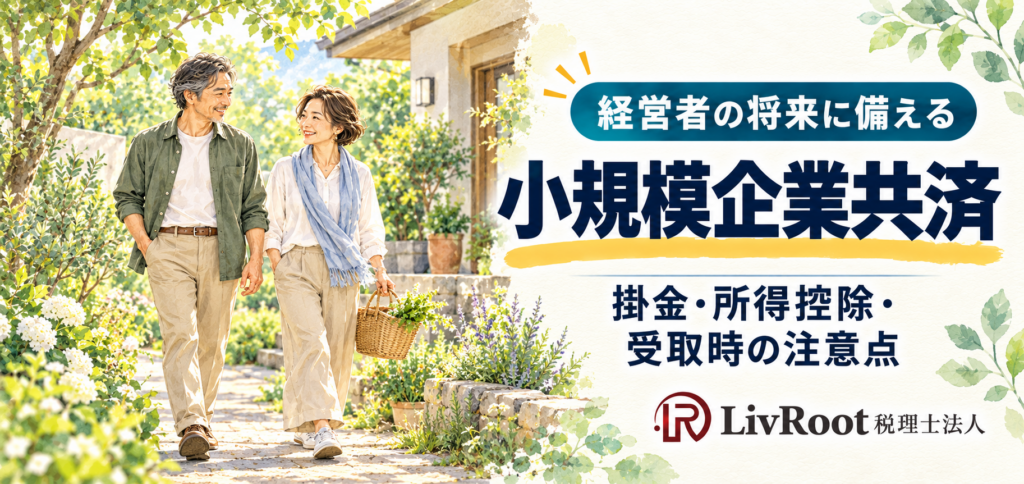 小規模企業共済：将来の暮らしに備える経営者の夫婦と、掛金・所得控除・受取時の注意点
